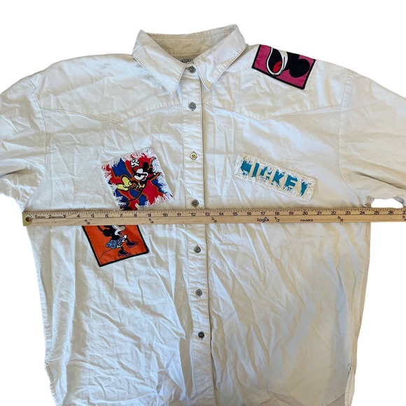 Mens RARE Vintage 90's‎ Mickey & Co Long Sleeve Button Down Patch SZ L READ - Picture 4 of 9